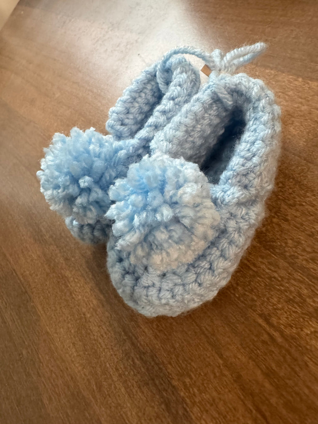 Hand-Crocheted Pom Pom Baby Booties