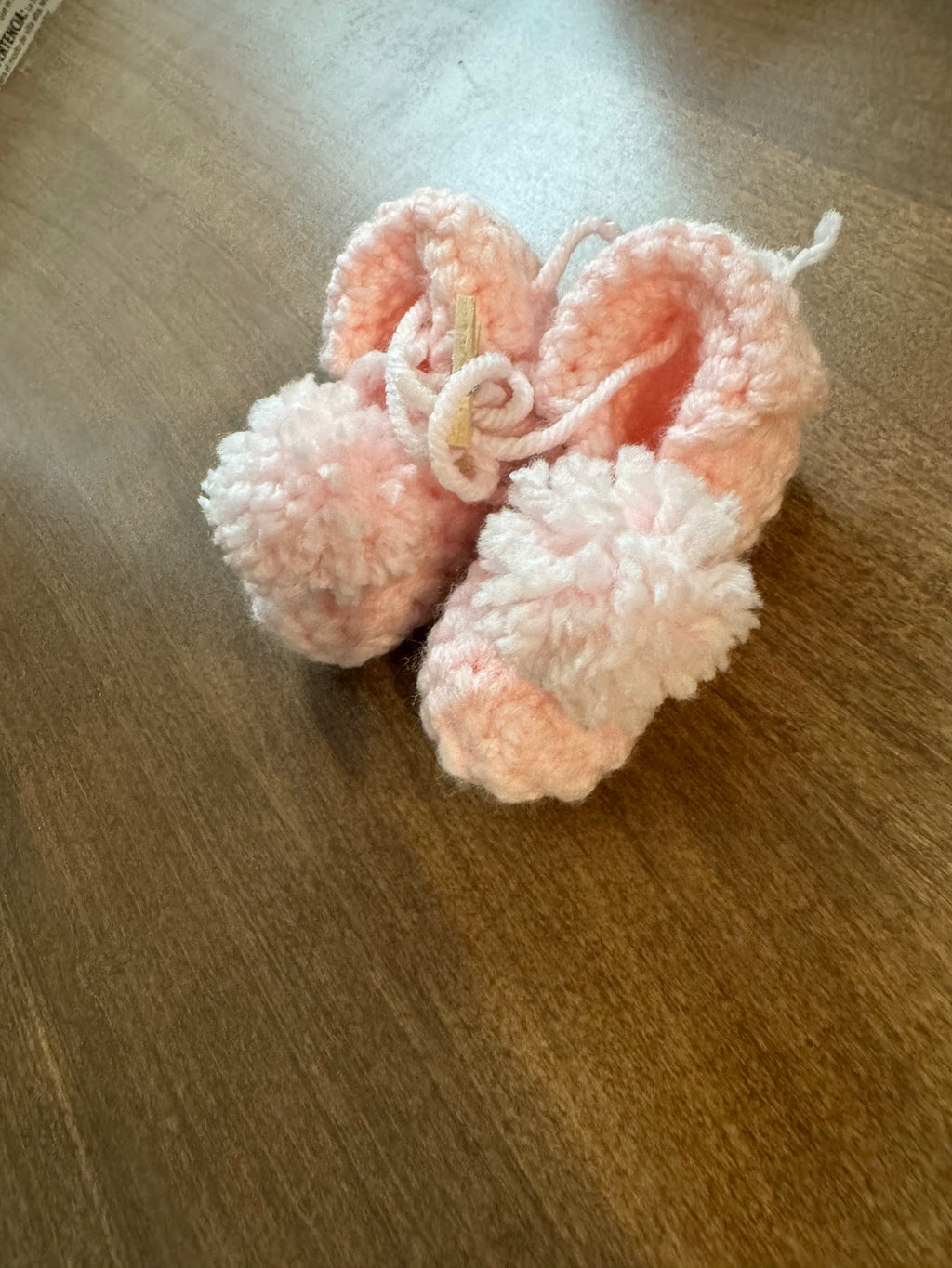 Hand-Crocheted Pom Pom Baby Booties