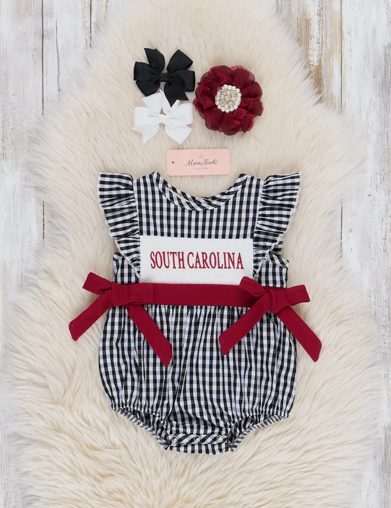 South Carolina Smocked Gingham Bubble
