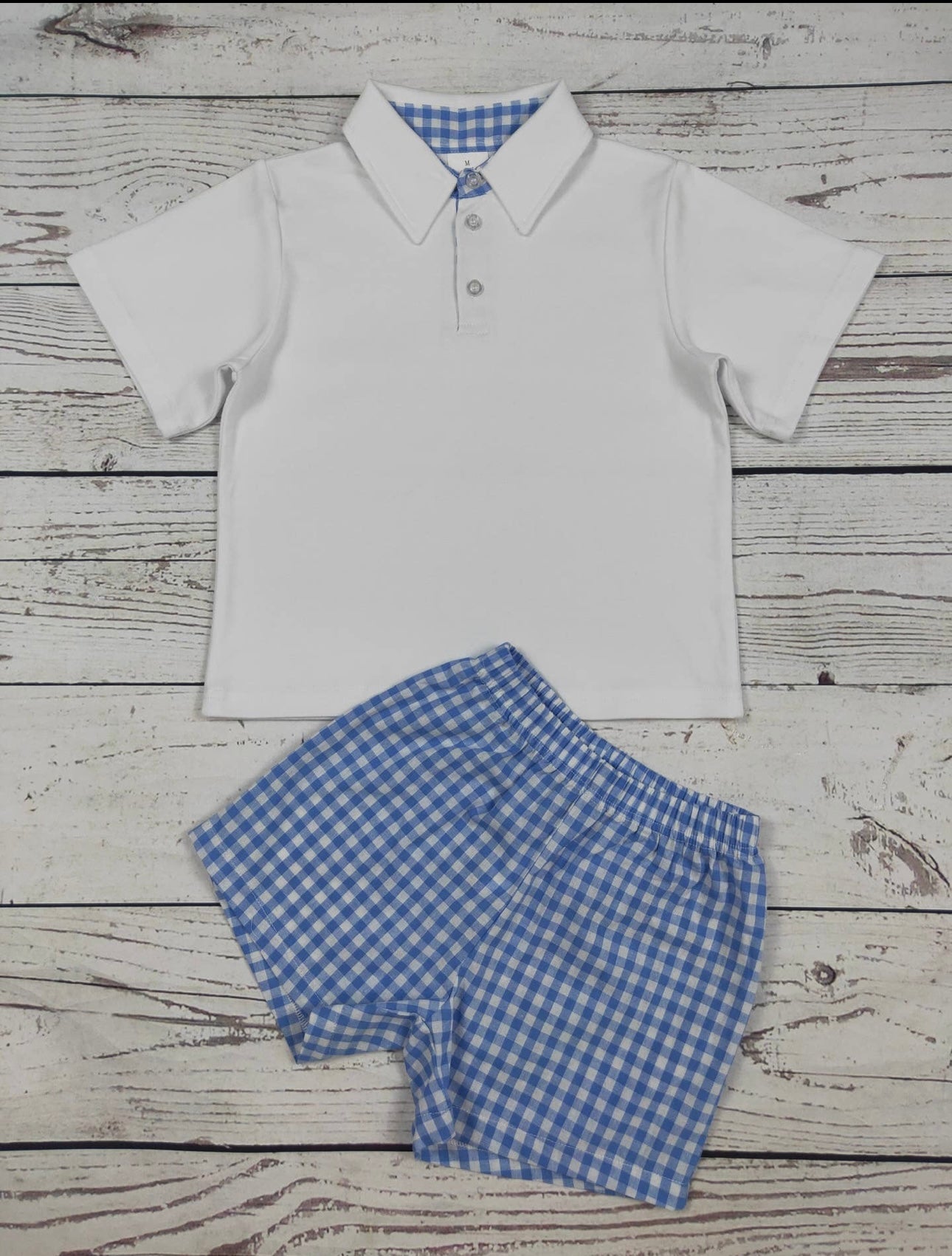 Blue Gingham Short Set